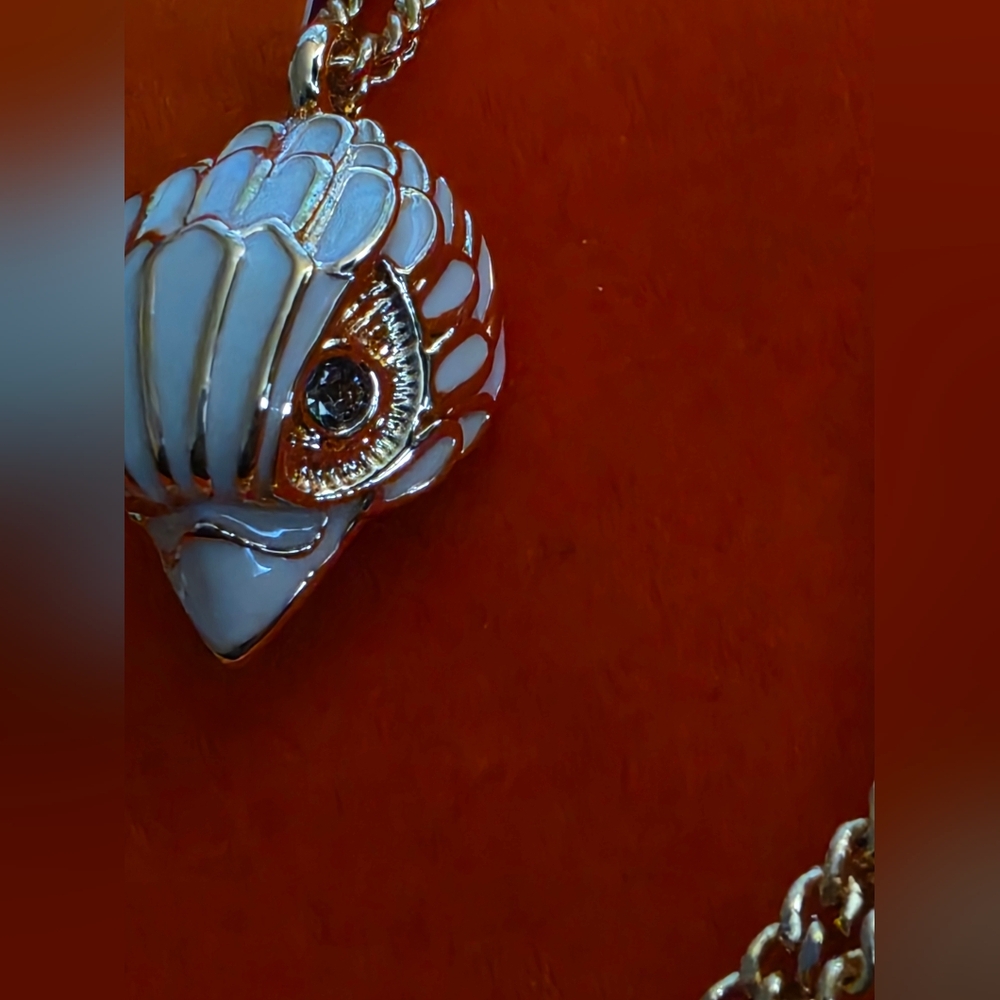 Kurt Geiger Gold Tone Necklace and Earrings with White/Cream Enamel Shell Motif - Picture 6 of 9